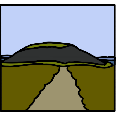 a drawing of Queen Maeve's cairn, a neolithic monument on the summit of Knocknarea.